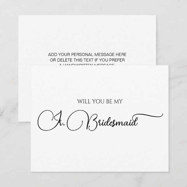 Einfaches elegantes Script Junior Bridesmaid-Angeb Mitteilungskarte (Vorne/Hinten)