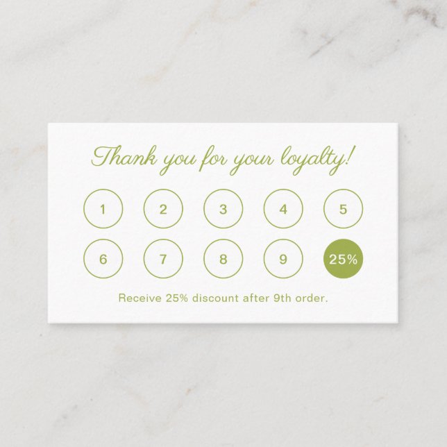 Einfaches elegantes Script Monogram Green Business Treuekarte (Vorderseite)