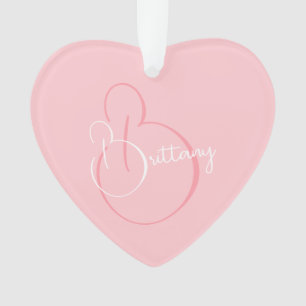 Einfaches, elegantes Script Personalisiert Pink He Ornament