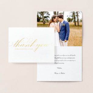 Einfaches, elegantes Script Wedding Dankeschön Fot Folienkarte