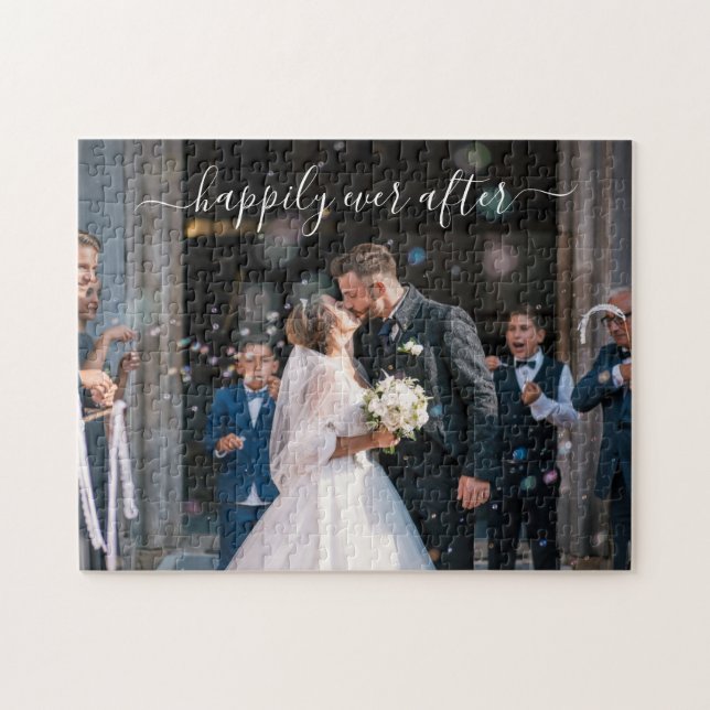 Einfaches, elegantes Script-Wedding-Foto neu Puzzle (Horizontal)