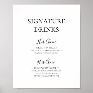 Einfaches Elegantes Signature-Drinks-Schild Poster