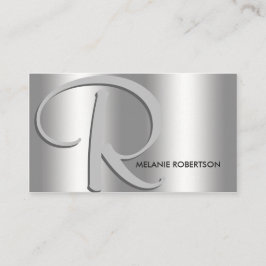 Einfaches Elegantes Silver auf Silver Script Monog Visitenkarte