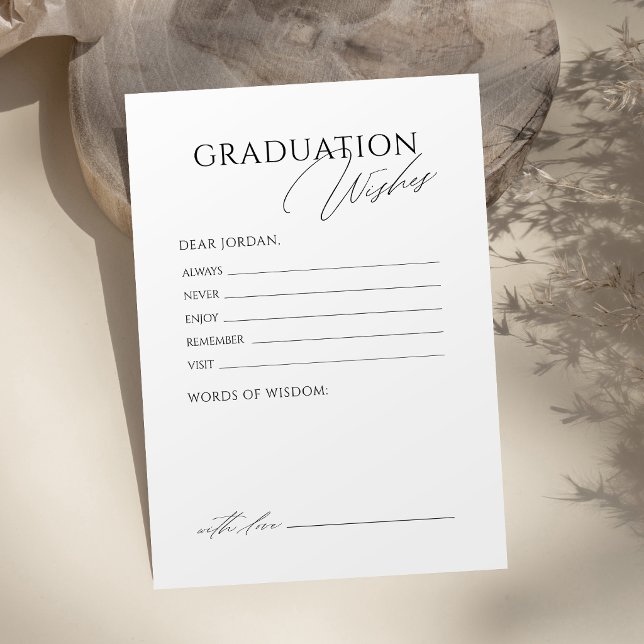 Einfaches elegantes Skript Absolventenratschlag &  Hinweiskarte (Simple Elegant Script Graduate advice & wishes Card)