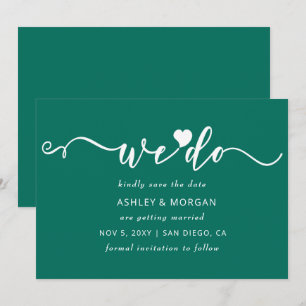 Einfaches, elegantes Skript Aquamarines grünes Her Save The Date