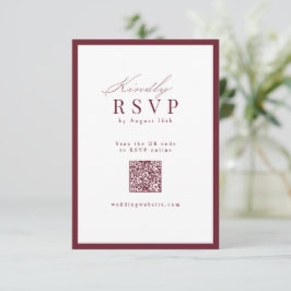 Einfaches elegantes Skript-Bordeaux-QR-Code-Hochze RSVP Karte