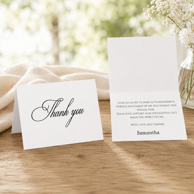 Einfaches Elegantes Skript Brautparty Dankeschön  Dankeskarte (Simple Elegant Script Bridal Shower Thank You Card)