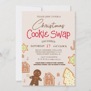 Einfaches Elegantes Skript Cookie-Tausch-Weihnacht Einladung