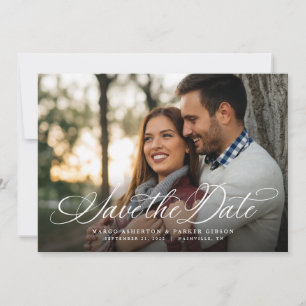 Einfaches elegantes Skript ein Foto horizontal Save The Date
