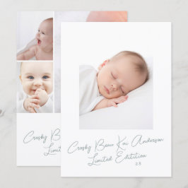 Einfaches Elegantes Skript Foto Baby Geburt Ankündigung