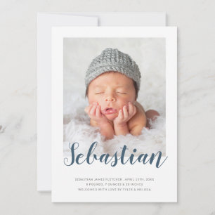 Einfaches elegantes Skript Foto Birth Ankündigung