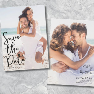 Einfaches Elegantes Skript Foto Hochzeit Save The Date