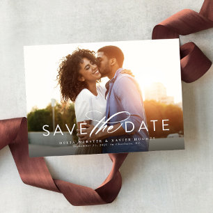 Einfaches elegantes Skript-Foto Save-the-Date Save The Date