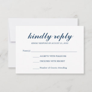 Einfaches Elegantes Skript Hochzeit-Antwort Mitter RSVP Karte