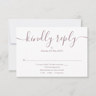 Einfaches Elegantes Skript Lila Foto Hochzeit RSVP Karte
