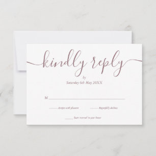 Einfaches Elegantes Skript Mauve RSVP Karte