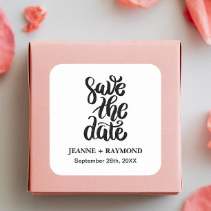Einfaches Elegantes Skript Save The Date Boho Hoch Quadratischer Aufkleber