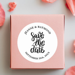 Einfaches Elegantes Skript Save The Date Boho Hoch Runder Aufkleber