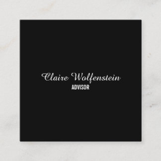 Einfaches elegantes Skript Schwarz und Weiß Quadratische Visitenkarte