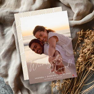 Einfaches Elegantes Skript Wir heiraten Foto  Save The Date