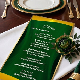 Einfaches Elegantes Smaragdgrünes Hochzeits-Dinner Menükarte