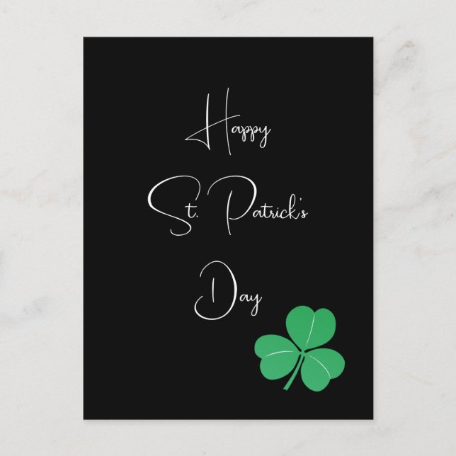 Einfaches elegantes St. Patricks Day-Kleeblatt Postkarte (Vorderseite)