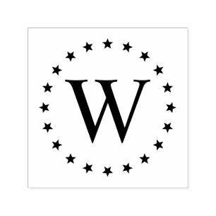 Einfaches elegantes Sternenrahmen Einzelinitial-Mo Permastempel