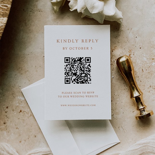 Einfaches elegantes Text | Boho Wedding QR Code RSVP Karte (Von Creator hochgeladen)