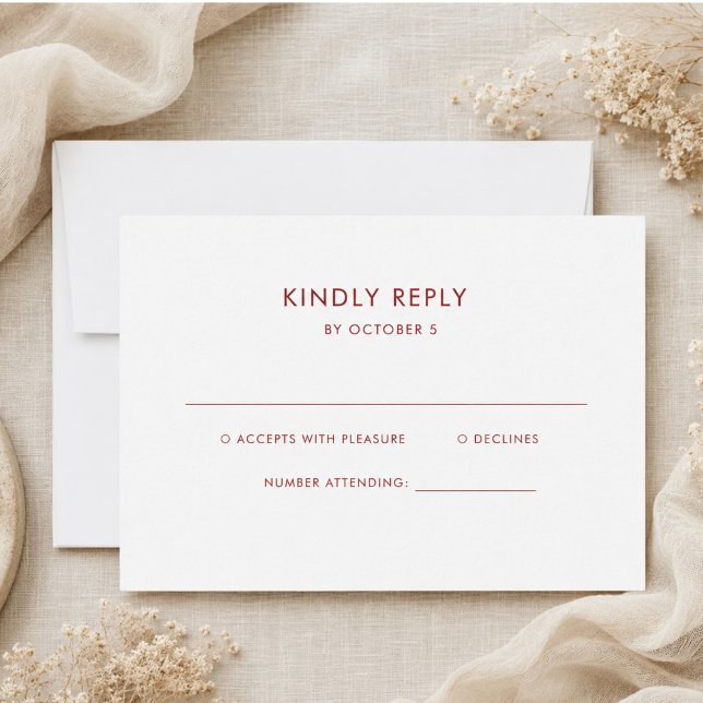 Einfaches elegantes Text | Boho Wedding RSVP Karte (Simple Elegant Text | Boho Wedding RSVP Card)