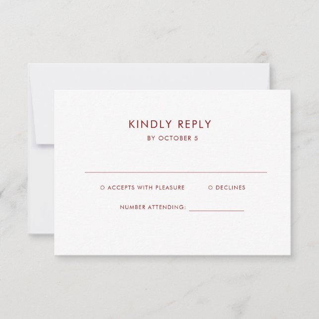 Einfaches elegantes Text | Boho Wedding RSVP Karte (Vorderseite)