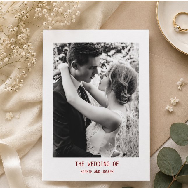 Einfaches elegantes Text & Foto | QR Code Hochzeit Einladung (Simple Elegant Text & Photo | QR Code Wedding Invitation)