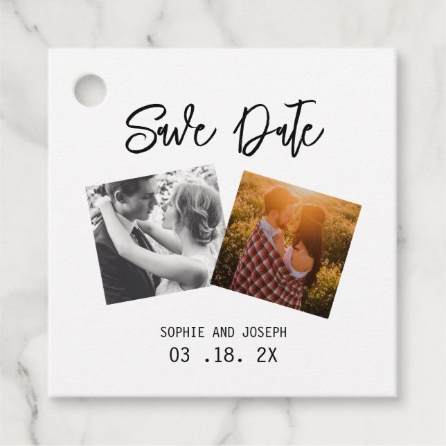 Einfaches elegantes Text & Foto | QR Code Hochzeit Geschenkanhänger (Vorderseite)