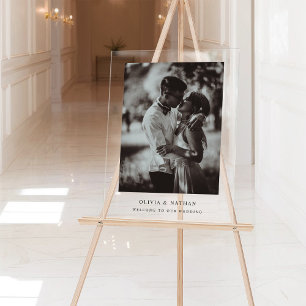 Einfaches elegantes Text und Foto Begrüßung Acrylschild