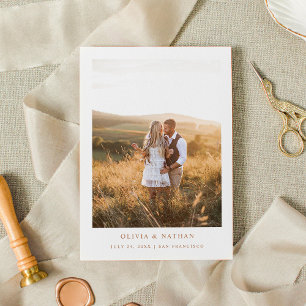 Einfaches elegantes Text und Foto Boho Save the Magneteinladung