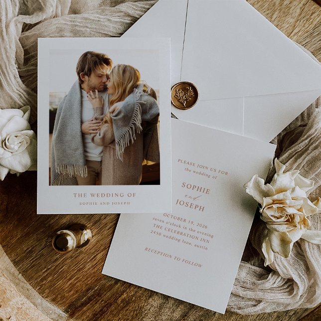 Einfaches elegantes Text und Foto | Boho Wedding Einladung (Von Creator hochgeladen)
