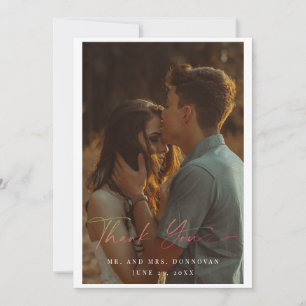 Einfaches elegantes Text und Foto Hochzeit Danke Einladung