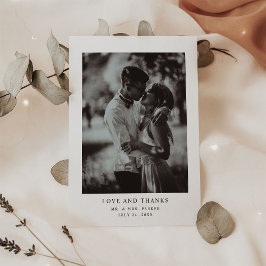 Einfaches elegantes Text und Foto | Hochzeit Danke Postkarte