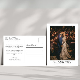 Einfaches elegantes Text und Foto   Hochzeit Danke Postkarte