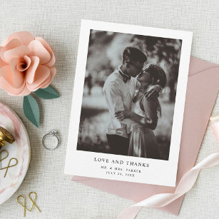 Einfaches elegantes Text und Foto   Hochzeit Dankeskarte