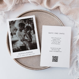 Einfaches elegantes Text und Foto   HochzeitQR-Cod Save The Date