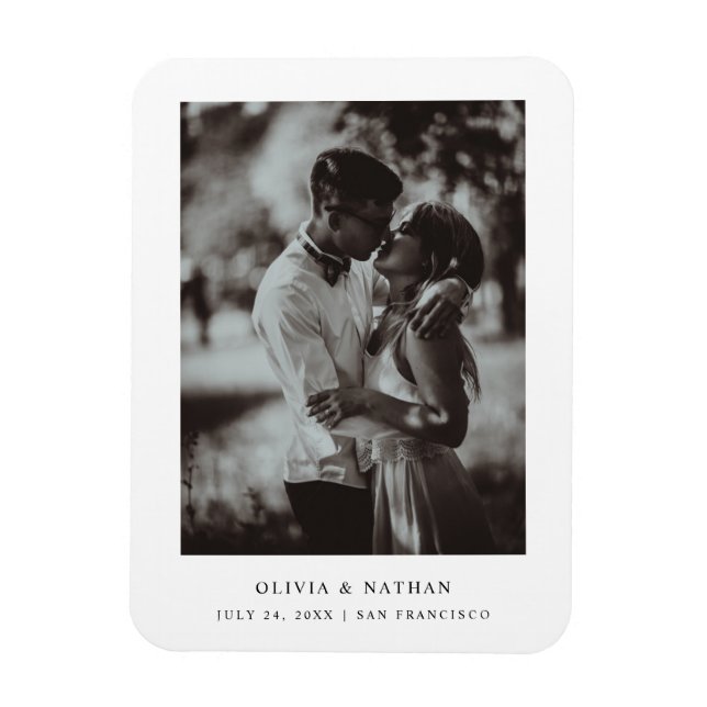 Einfaches elegantes Text und Foto | SAVE THE DATE Magnet (Vertikal)