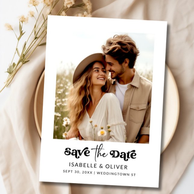 Einfaches elegantes Text und Foto Save the Date Magneteinladung (Simple Elegant Text and Photo Save The Date Magnetic Invitation)