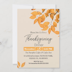 Einfaches elegantes Thanksgiving-Dinner Floral Her Einladung