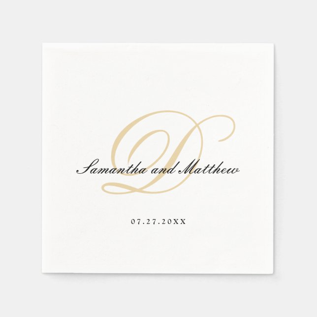 Einfaches elegantes, traditionelles Script-Gold-Mo Serviette (Vorderseite)