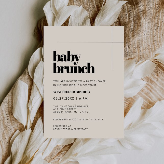 Einfaches elegantes und elegantes Baby Brunch Einladung (Von Creator hochgeladen)