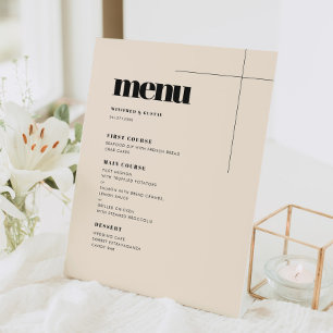 Einfaches elegantes und elegantes Hochzeitsmenü Sockelschild