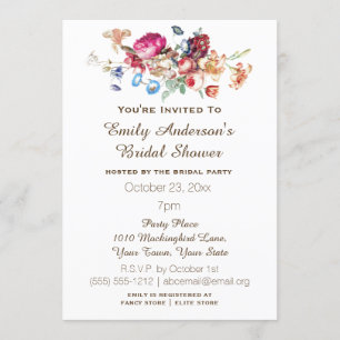 Einfaches elegantes Vintages BlumenBrautparty Einladung