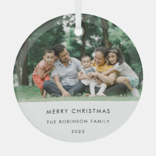 Einfaches elegantes WeihnachtsfamilienFoto Ornament Aus Glas
