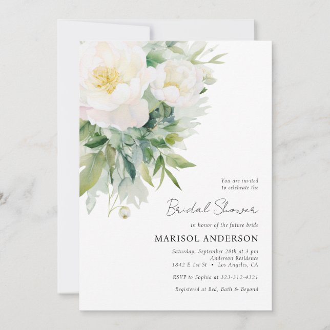 Einfaches elegantes weißes Brautparty Einladung (Vorderseite)