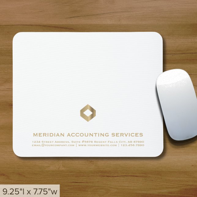 Einfaches elegantes weißes Gold-Logo Mousepad (Von Creator hochgeladen)